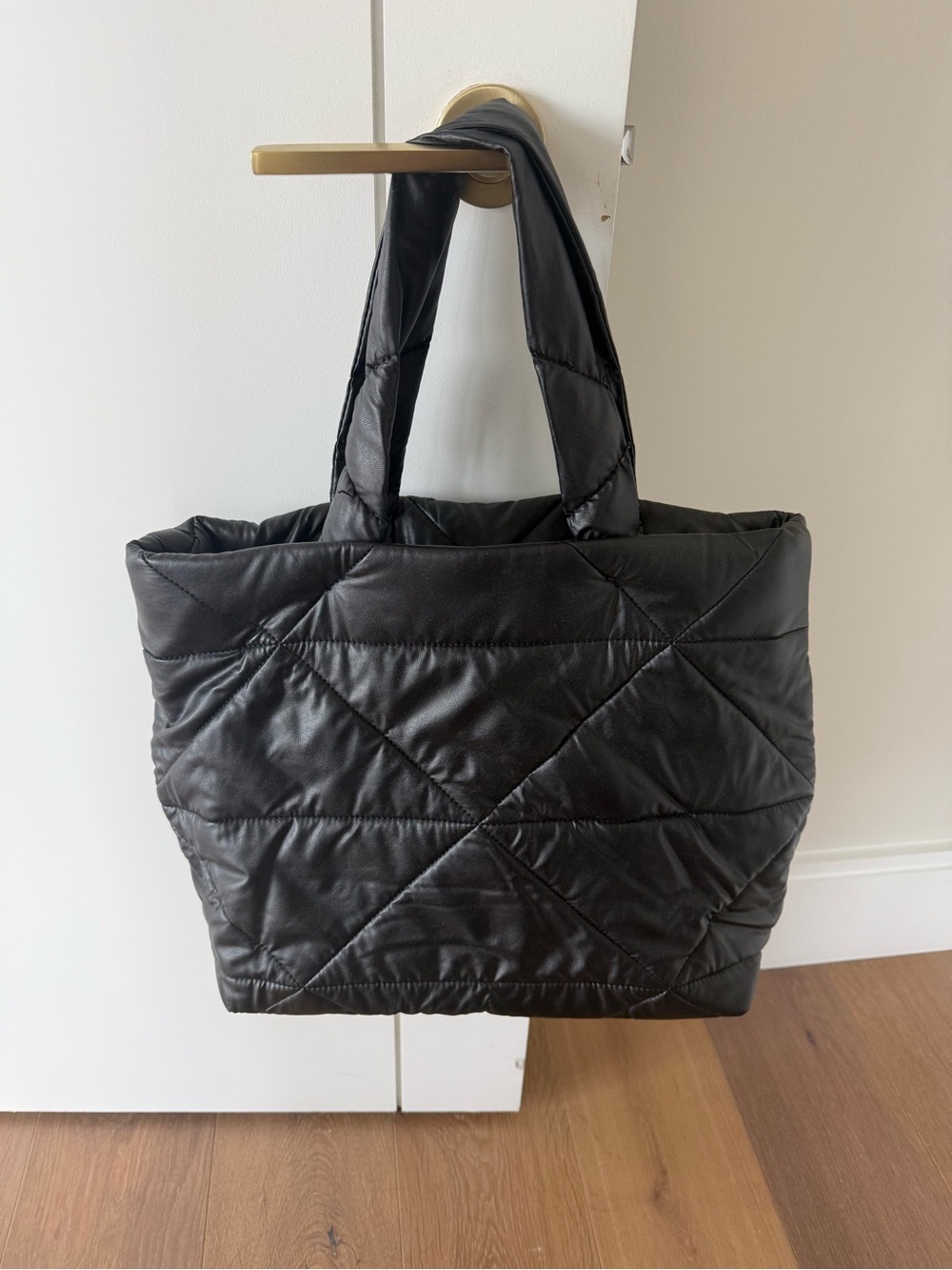 Black Quilted Tote Bag